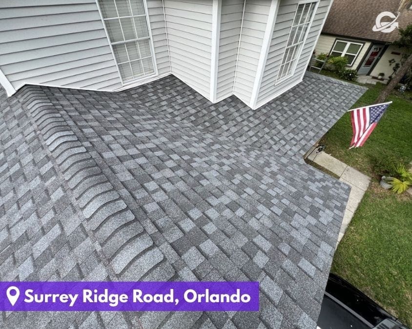 Roof replacement by Orlando Roofing Company, Gravity Roofing with gray shingles in Orlando.